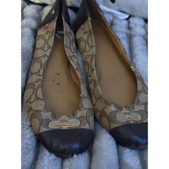 Coach chelsea tan/brown signature jacquard cap toe flat/shoe 10 - Picture 9 of 9